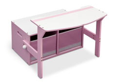 Delta Children Pink / White Generic 3-in-1 Storage Bench and Desk Right View Open b1b
